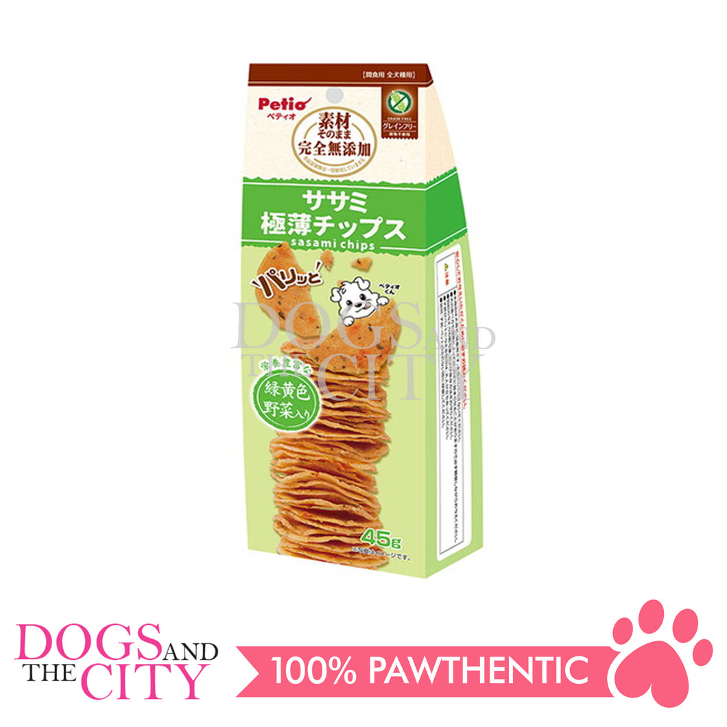 PETIO W14237 Material as It is Chicken Fillet & Vegetables Crispy Extra Thin Petit Chips 45g for Dogs