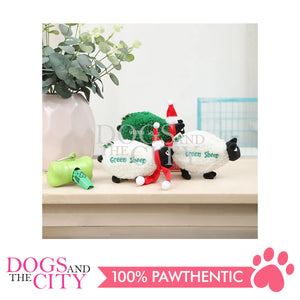 GKDC21 Green Sheep Pet Poop Bag Holder Christmas Hat Lamb Design for Dog