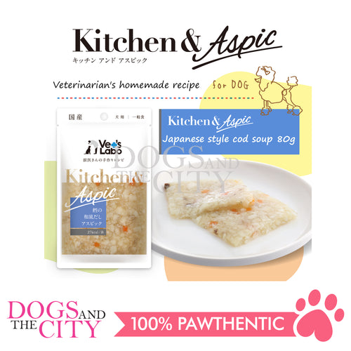 VET'S LABO 16959 Kitchen & Aspic Dog Cod with Japanese Broth Jelly Dog Food 80g
