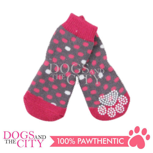 PAWISE 12991 Female Anti Slip Knit Pet Dog Socks - Polka Dots Extra Small 4pc/pack for Dog