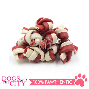 KIND REWARDS 9633 Bare Bones Knotted 2" Chicken Flavor 100% Rawhide Free With Real Chicken Treats Inside Small Dog Treats 264g