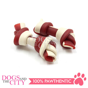 KIND REWARDS 9633 Bare Bones Knotted 2" Chicken Flavor 100% Rawhide Free With Real Chicken Treats Inside Small Dog Treats 264g