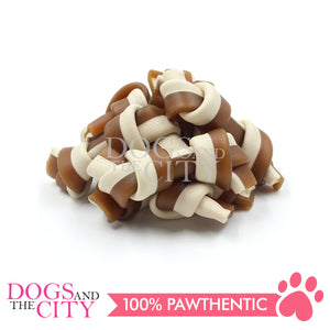 KIND REWARDS 9634 Bare Bones Knotted 2" Made with Real Peanut Butter Flavor 100% Rawhide Free Small Dog Treats 264g