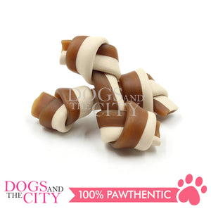 KIND REWARDS 9634 Bare Bones Knotted 2" Made with Real Peanut Butter Flavor 100% Rawhide Free Small Dog Treats 264g