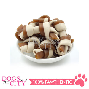 KIND REWARDS 9634 Bare Bones Knotted 2" Made with Real Peanut Butter Flavor 100% Rawhide Free Small Dog Treats 264g