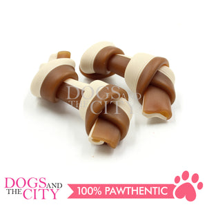 KIND REWARDS 9634 Bare Bones Knotted 2" Made with Real Peanut Butter Flavor 100% Rawhide Free Small Dog Treats 264g