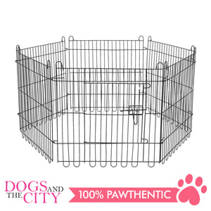 JX 6 Panels Pet Play Pen 70x70cm Black for Dog and Cat