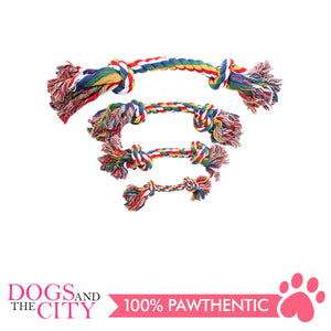 Pawise 14884 7" Rope Bone w/2 Knots Multi Color Dog Toy - All Goodies for Your Pet